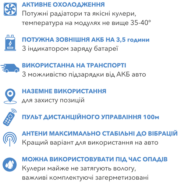 Окопний РЕБ Lander Donate FPV+Mavic купольний 5частот, окремий АКБ 2.8кВт 0,7+0,9+1,1+2,4+5,8ГГц 79112458 фото